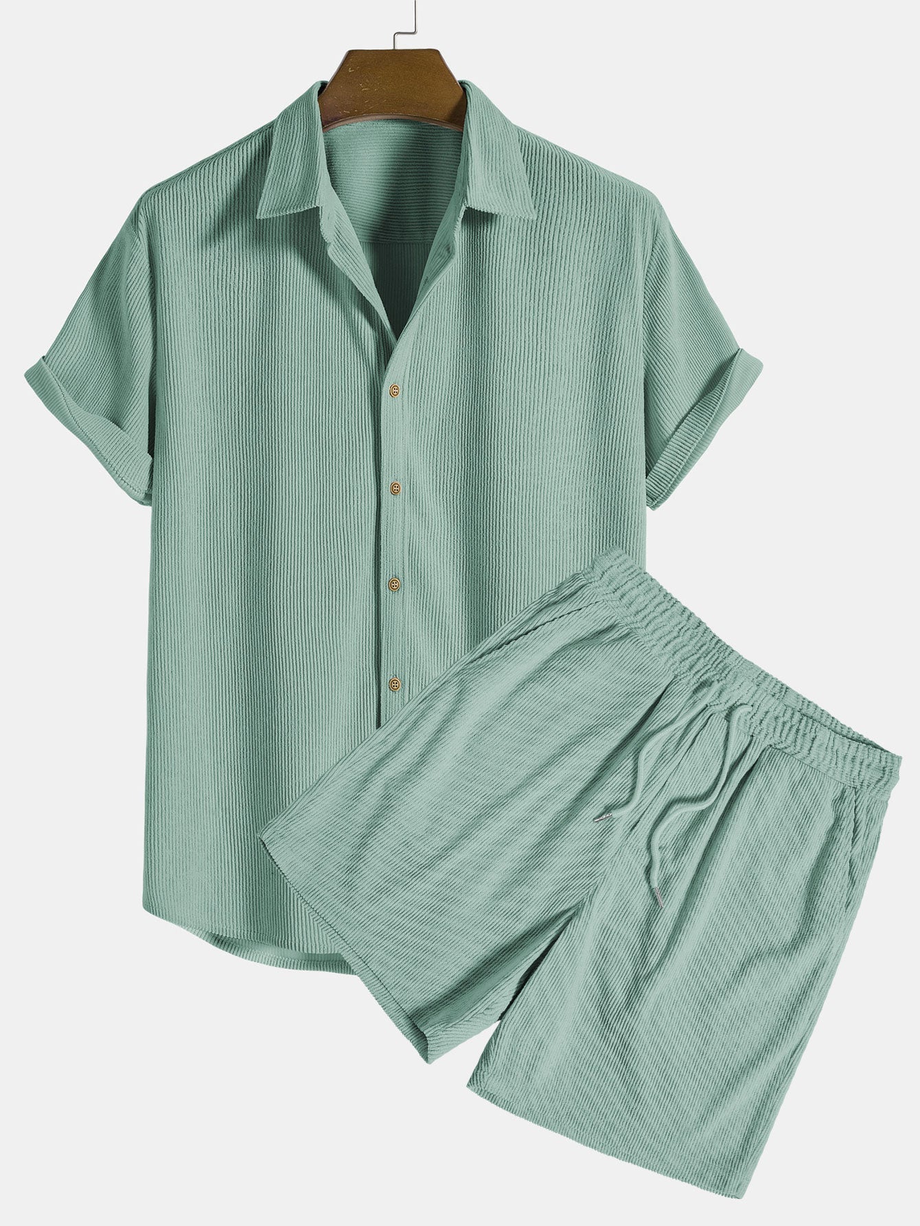 Men's Textured Shirt and Shorts Set