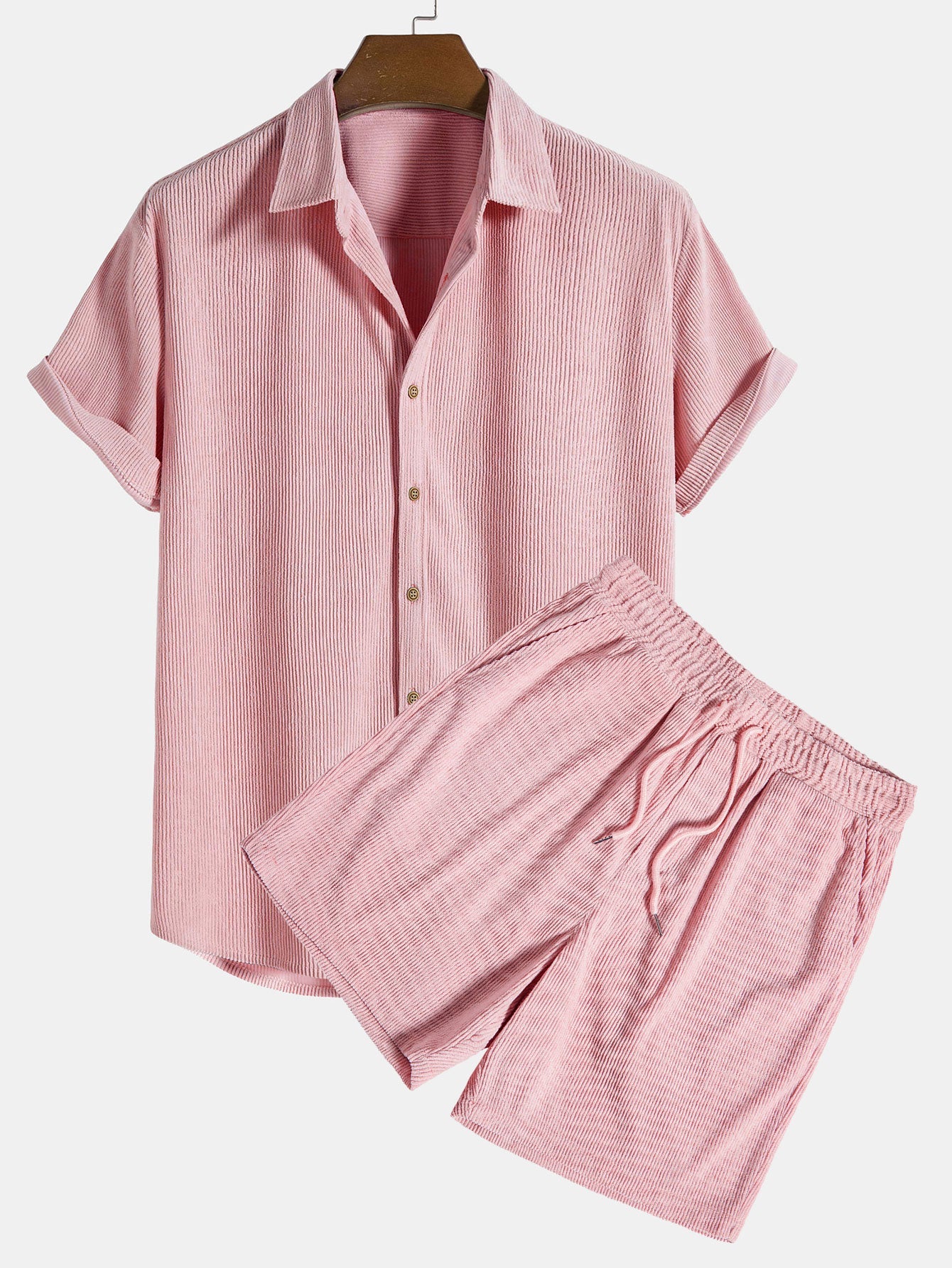 Men's Textured Shirt and Shorts Set