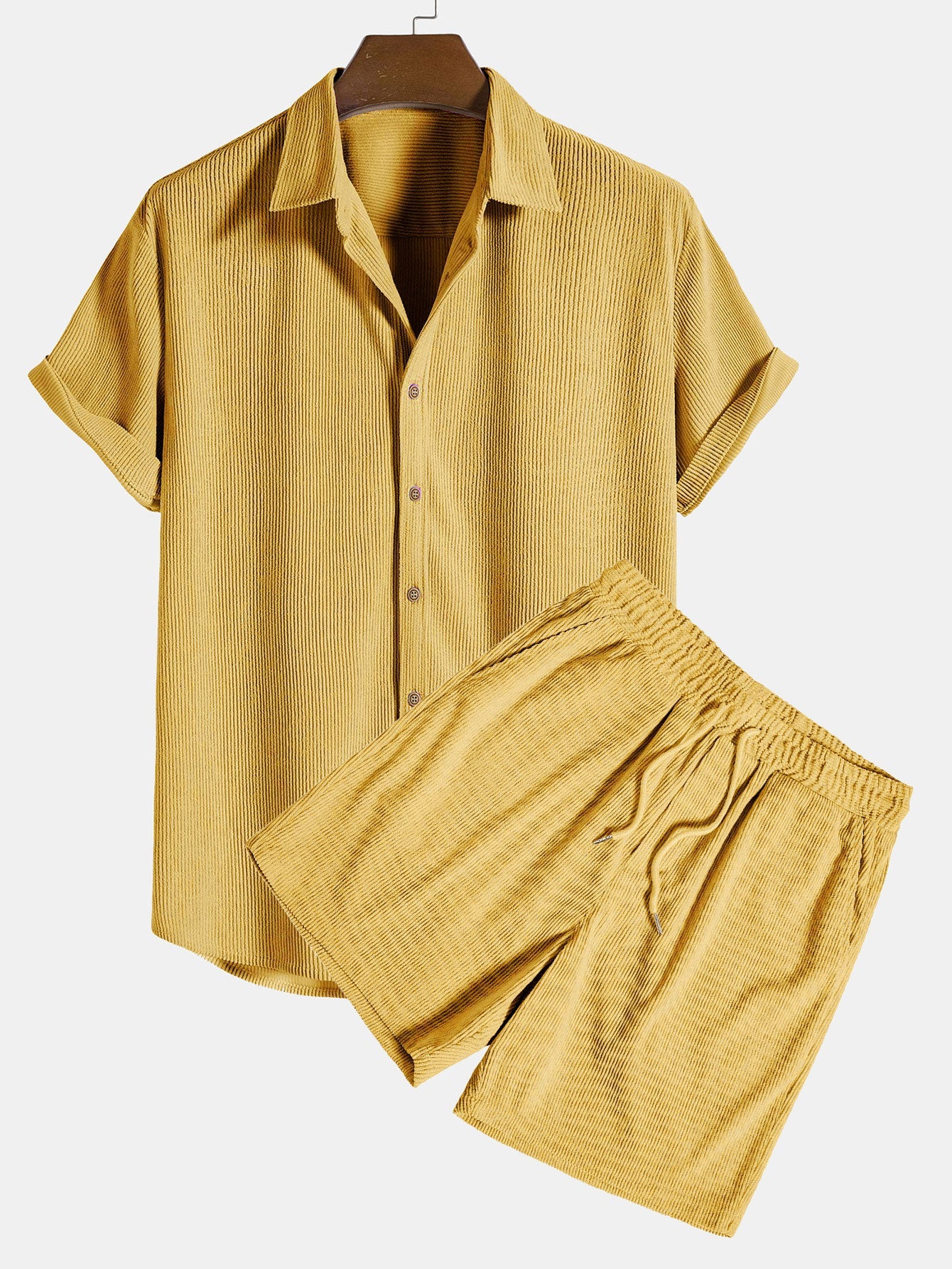 Men's Textured Shirt and Shorts Set