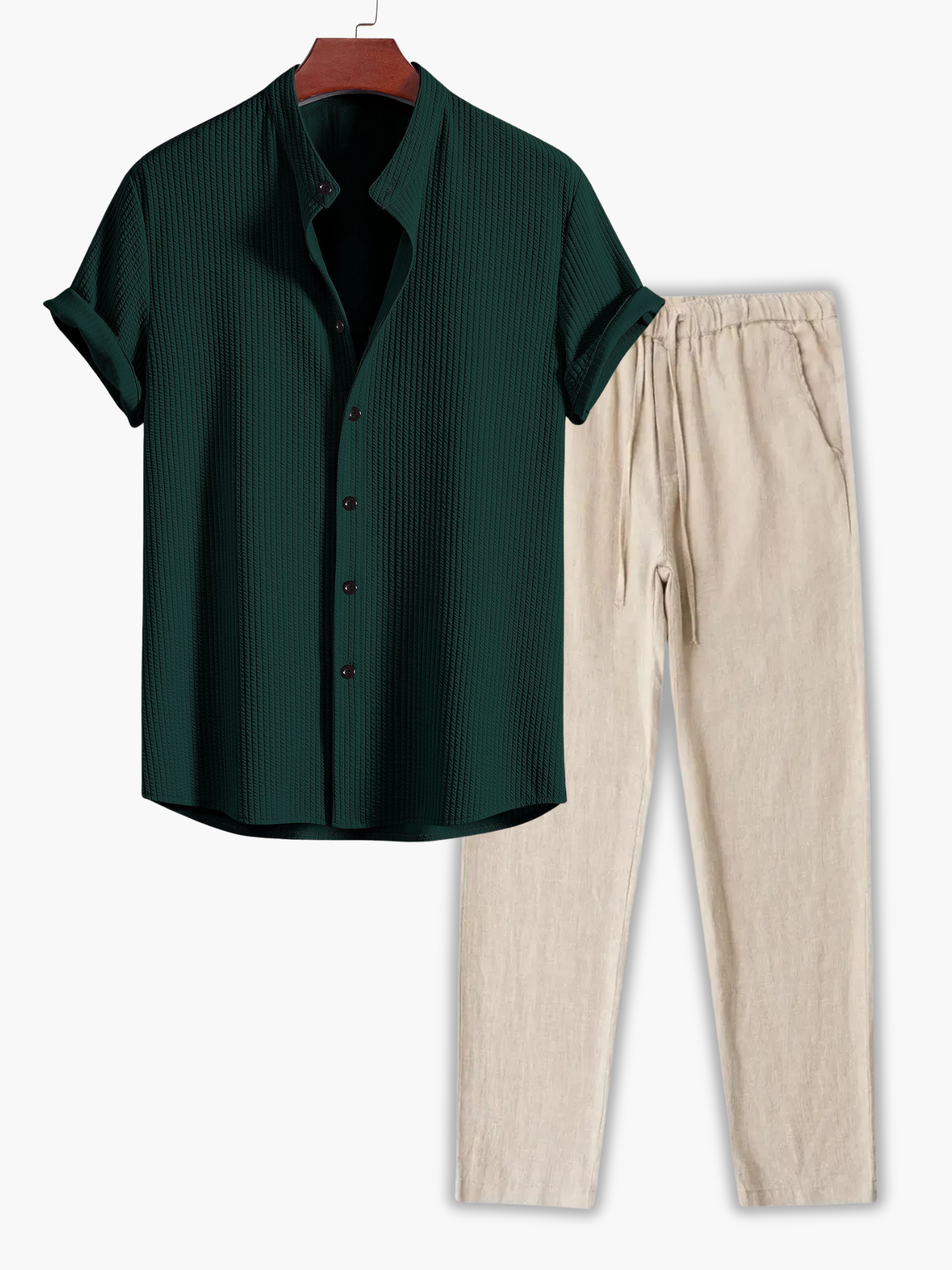 Men's Textured Shirt and Trousers Set