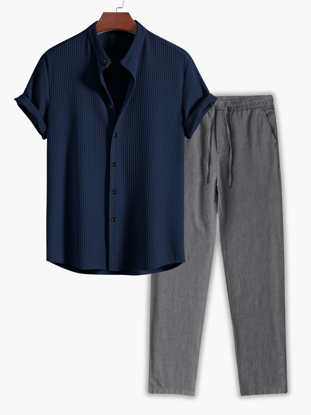 Men's Textured Stand Collar Set