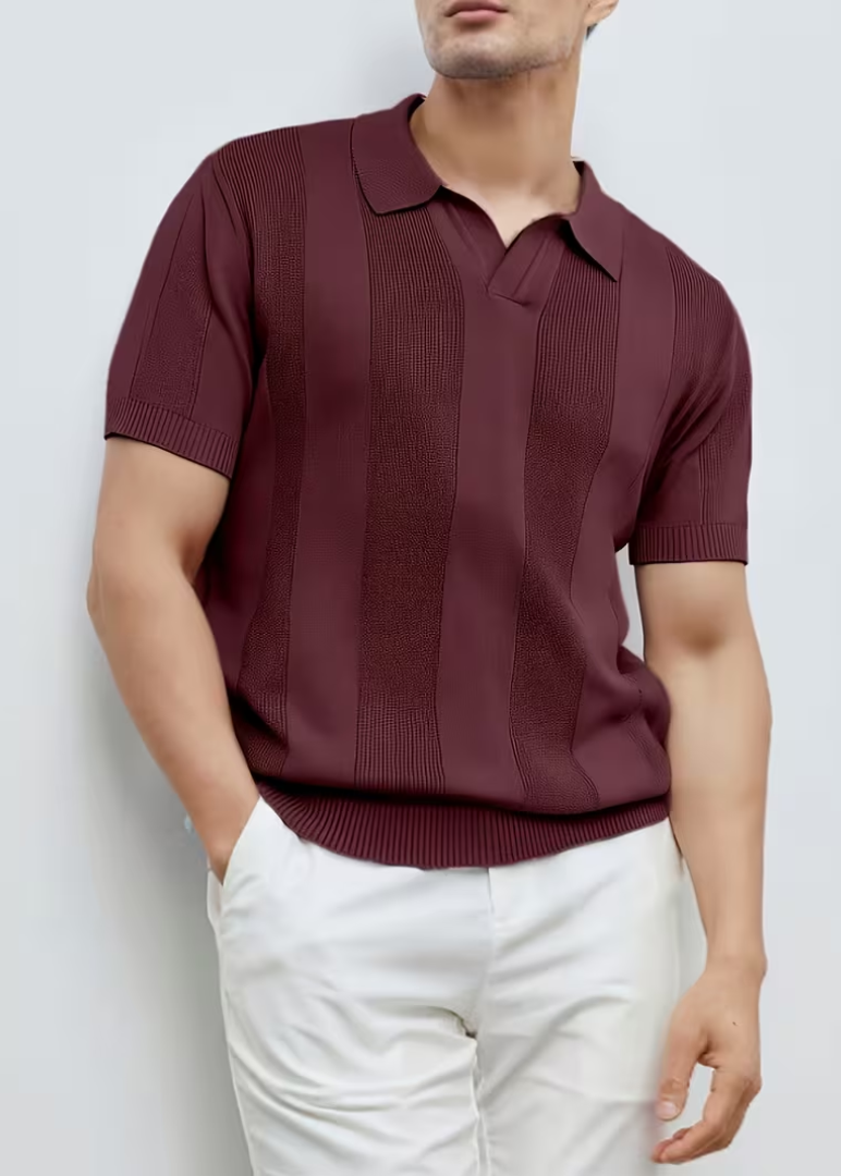 Men's Vertical Striped Polo Shirt