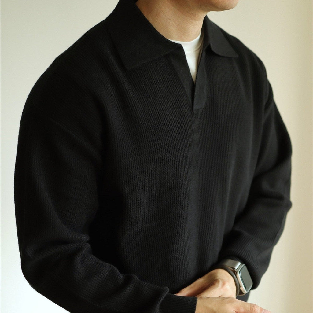 Men's Waffle Knit Polo Jumper