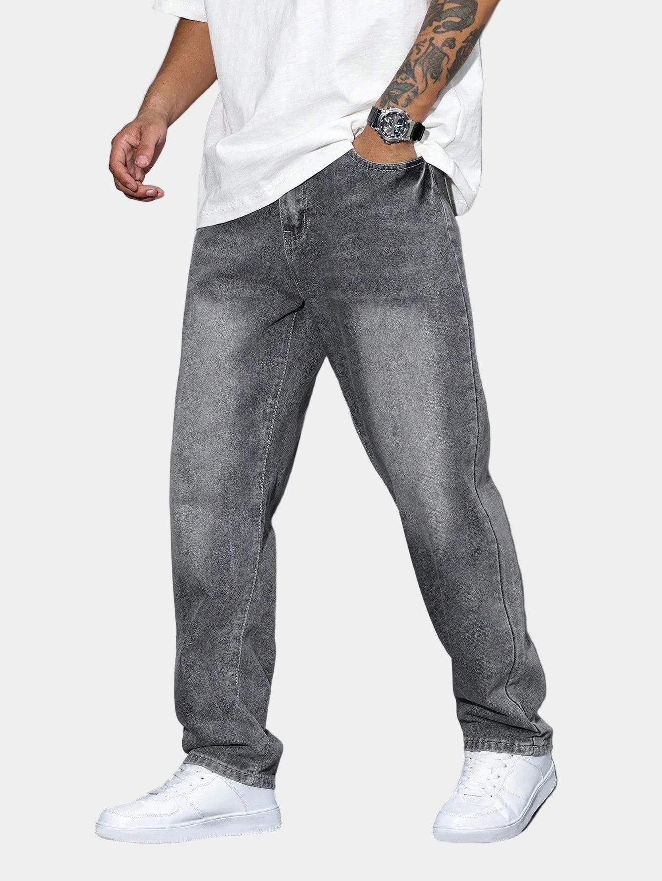 Men's Washed Straight Jeans