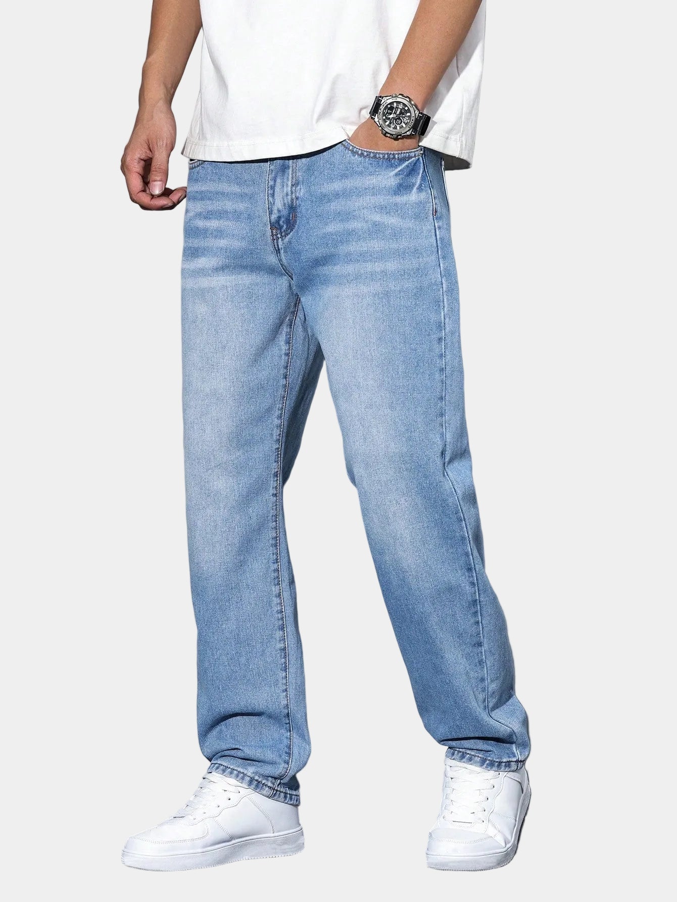 Men's Washed Straight Jeans