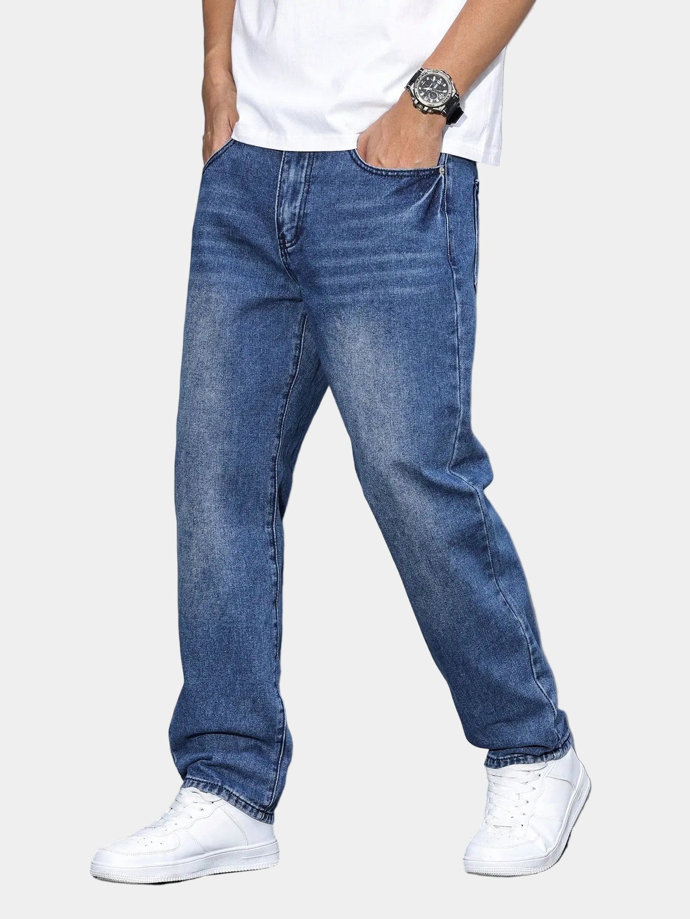 Men's Washed Straight Jeans
