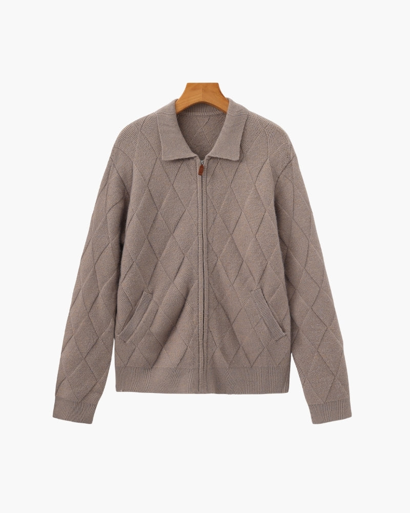 Men's Zip-Up Knit Jumper