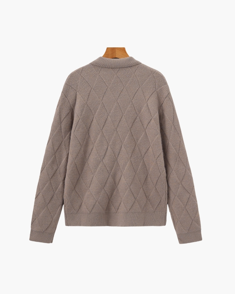 Men's Zip-Up Knit Jumper
