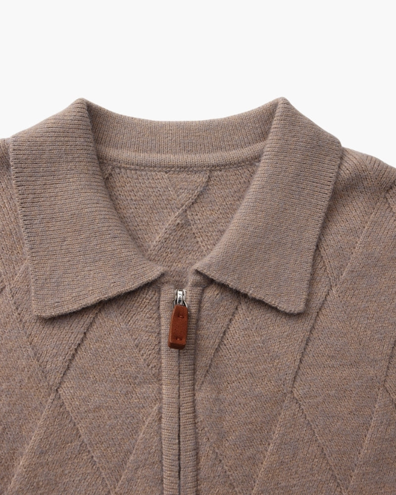 Men's Zip-Up Knit Jumper